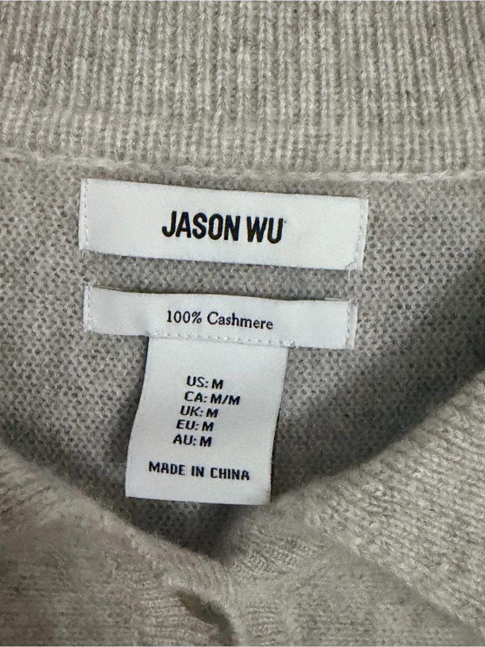 Jason Wu Light Gray Collared Cashmere Button-Front Cardigan